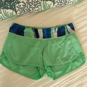 Lululemon Run Speed Short Block -it Pocket Menthol/Brush Strokes Harbor Blue 6